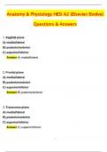HESI A2 Anatomy & Physiology &lpar;Elsevier-Evolve&rpar; Exam &lpar;Latest 2025 &sol; 2026 Update&rpar; Questions and Verified Answers &vert; 100&percnt; Correct &vert; Grade A&plus;