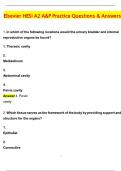 HESI A2 Elsevier Anatomy & Physiology Practice Exam &lpar;Latest 2025 &sol; 2026 Update&rpar; Questions and Verified Answers &vert; 100&percnt; Correct &vert; Grade A&plus;