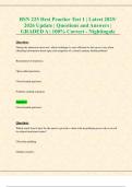 BSN 225 Hesi Practice Test 1 &vert; Latest 2025&sol; 2026 Update &vert; Questions and Answers &vert; GRADED A &vert; 100&percnt; Correct - Nightingale