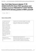 New York State General Adjuster 17-70 2025&vert;COMPLETE EXAM TEST &lpar;questions and verified answers&rpar; FREQUENTLY MOST TESTED QUESTIONS &vert;already graded A&plus;&vert;100&percnt; passed&excl;&excl;