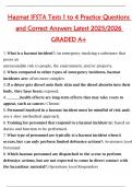 BUNDLE for Hazmat Ops Test Prep Practice Multiple Choices Questions and Correct Answers Latest 2025&sol;2026 GRADED A&plus;  100&percnt; Complete Exam VERIFIED
