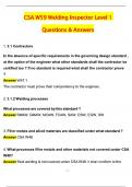 CSA W59 Welding Inspector Level 1 Exam Actual 2025 Exam with Questions and Answers &lpar;2025 &sol; 2026&rpar; 100&percnt; Guarantee Pass