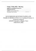 GCSE MAY 2024 OCR Combined Science A PAPER 9 INCLUDING MARK SCHEME&semi; 100&percnt; VERIFIED ACTUAL EXPERT GUIDE &vert; SOLUTIONS&period;  