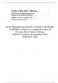 GCSE MAY 2024 OCR Combined Science B PAPER 2 INCLUDING MARK SCHEME&semi; 100&percnt; VERIFIED ACTUAL EXPERT GUIDE &vert; SOLUTIONS&period;  