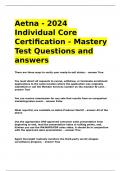 Aetna - 2024 Individual Core Certification - Mastery Test Questions and answers
