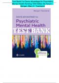 Davis Advantage for Townsend&rsquo;s Essentials of Psychiatric Mental Health Nursing 9th Edition Test Bank Karyn Morgan All Chapters &lpar;1-32&rpar; &vert; A&plus; ULTIMATE GUIDE 2023