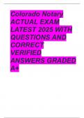 Colorado Notary  ACTUAL EXAM LATEST 2025 WITH QUESTIONS AND CORRECT VERIFIED ANSWERS GRADED A&plus;