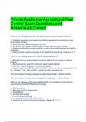 Private Applicator Agricultural Pest Control Exam Questions and Answers All Correct 