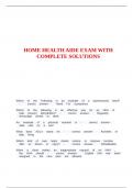HOME HEALTH AIDE EXAM WITH COMPLETE SOLUTIONS&period;