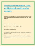 State Farm Preparation Exam multiple choice with precise answers 