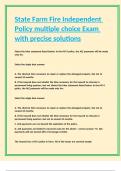 State Farm Fire Independent Policy multiple choice Exam with precise solutions 
