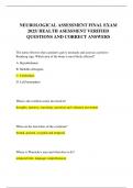 NEUROLOGICAL ASSESSMENT FINAL EXAM 2025&sol; HEALTH ASESSMENT VERIFIED QUESTIONS AND CORRECT ANSWERS