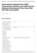 Idaho Pesticide Applicator Quiz &lpar;2025&rpar; comprehensive questions and verified answers &lpar;Detailed & Elaborated&rpar; ACTUAL EXAM 2025 TEST 100&percnt; Solved 2025&excl;&excl;