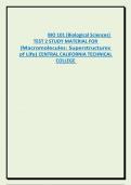 BIO 101 &lpar;Biological Sciences&rpar;  TEST 2 STUDY MATERIAL FOR  &lpar;Macromolecules&colon; Superstructures  of Life&rpar; CENTRAL CALIFORNIA TECHNICAL  COLLEGE  