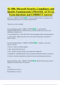SC-900&colon; Microsoft Security&comma; Compliance&comma; and  Identity Fundamentals UPDATED  ACTUAL  Exam Questions and CORRECT Answers 