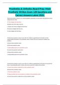 Prosthetics & Orthotics Board Prep Mock Prosthetic Written Exam 128 Questions and Correct Answers