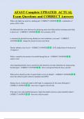AFAST Complete UPDATED  ACTUAL   Exam Questions and CORRECT Answers
