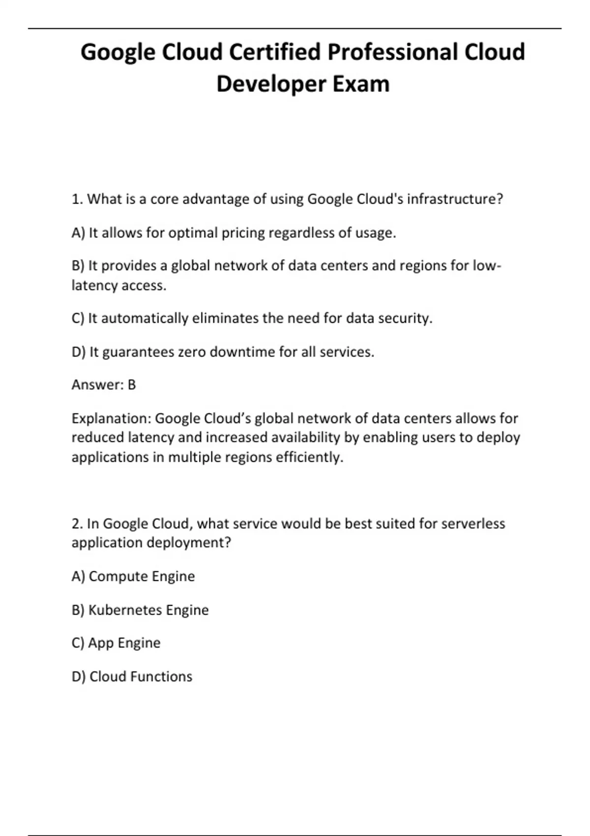 Google Cloud Certified Professional Cloud Developer Exam - Computers ...