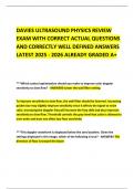 DAVIES ULTRASOUND PHYSICS REVIEW EXAM WITH CORRECT ACTUAL QUESTIONS AND CORRECTLY WELL DEFINED ANSWERS LATEST 2025 - 2026 ALREADY GRADED A&plus; 