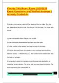 Florida CNA Board Exam 2025&sol;2026  Exam Questions and Verified Answers &vert;  Already Graded A&plus;