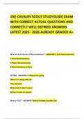  19D CAVALRY SCOUT STUDYGUIDE EXAM WITH CORRECT ACTUAL QUESTIONS AND CORRECTLY WELL DEFINED ANSWERS LATEST 2025 - 2026 ALREADY GRADED A&plus;