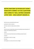 MCPHS ANATOMY & PHYSIOLOGY EXAM 2 EXAM WITH CORRECT ACTUAL QUESTIONS AND CORRECTLY WELL DEFINED ANSWERS LATEST 2025 - 2026 ALREADY GRADED A&plus; 
