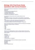 Biology 1011 Final Exam Study Questions with Correct Answers