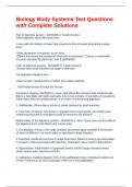 Biology Body Systems Test Questions with Complete Solutions