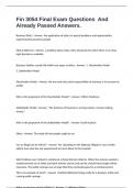 Fin 3054 Final Exam Questions  And Already Passed Answers&period;