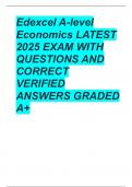 Edexcel A-level Economics LATEST 2025 EXAM WITH QUESTIONS AND CORRECT VERIFIED ANSWERS GRADED A&plus;