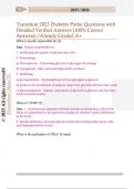 Transition 2023 Diabetes Patho Questions with  Detailed Verified Answers &lpar;100&percnt; Correct  Answers&rpar; &sol;Already Graded A&plus;