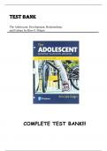 Test Bank for The Adolescent&comma; Development&comma; Relationships&comma; and Culture&comma; 14th edition by Kim G&period; Dolgin&comma; Chapter 1-16