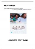 Adolescent Development for Educators &ndash; Allison Ryan &lpar;1st Edition&rpar; &vert; Complete Test Bank &lpar;Chapters 1&ndash;12&rpar;