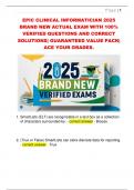 EPIC CLINICAL INFORMATICIAN 2025  BRAND NEW ACTUAL EXAM WITH 100&percnt;  VERIFIED QUESTIONS AND CORRECT  SOLUTIONS&vert; GUARANTEED VALUE PACK&vert;  ACE YOUR GRADES&period;