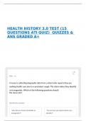 HEALTH HISTORY 3&period;0 TEST &lpar;15 QUESTIONS ATI QUIZ&rpar;  QUIZZES & ANS GRADED A&plus;