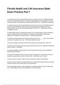 Florida Health and Life Insurance State Exam Practice Part 1 &lpar;2025&sol;2026 NEWEST UPDATE&rpar; COMPLETE QUESTIONS AND VERIFIED ANSWERS ALREADY GRADED A&plus;&excl;&excl;
