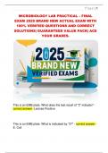 MICROBIOLOGY LAB PRACTICAL &ndash; FINAL  EXAM 2025 BRAND NEW ACTUAL EXAM WITH  100&percnt; VERIFIED QUESTIONS AND CORRECT  SOLUTIONS&vert; GUARANTEED VALUE PACK&vert; ACE  YOUR GRADES&period;