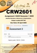 CRW2601 Assignment 2 QUIZ &lpar;100&percnt; COMPLETE GUIDELINE&rpar; Semester 1 2025 - DUE 25 April 2025