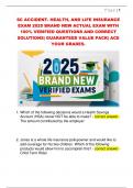 SC ACCIDENT&period; HEALTH&comma; AND LIFE INSURANCE  EXAM 2025 BRAND NEW ACTUAL EXAM WITH  100&percnt; VERIFIED QUESTIONS AND CORRECT  SOLUTIONS&vert; GUARANTEED VALUE PACK&vert; ACE  YOUR GRADES&period;