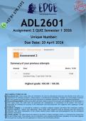 ADL2601 Assignment 2 &lpar;ANSWERS&rpar; Semester 1 2026 - DISTINCTION GUARANTEED