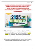 VANED NATIONAL REAL ESTATE EXAM 2025  BRAND NEW ACTUAL EXAM WITH 100&percnt;  VERIFIED QUESTIONS AND CORRECT  SOLUTIONS&vert; GUARANTEED VALUE PACK&vert; ACE  YOUR GRADES&period;