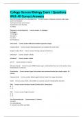 College General Biology Exam I Questions With All Correct Answers