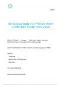 INTRODUCTION TO PYTHON WITH COMPLETE SOLUTIONS 2025