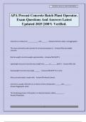 APA Precast Concrete Batch Plant Operator&period; Exam Questions And Answers Latest Updated 2025 &vert;100&percnt; Verified&period;