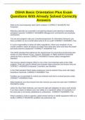 OSHA Basic Orientation Plus Exam Questions With Already Solved Correctly Answers