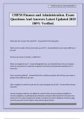 CHFM Finance and Administration&period; Exam Questions And Answers Latest Updated 2025 100&percnt; Verified&period;