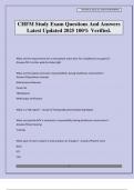 CHFM Study Exam Questions And Answers Latest Updated 2025 100&percnt; Verified&period;