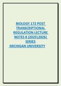 BIOLOGY 172 POST  TRANSCRIPTIONAL  REGULATION LECTURE  NOTES 8 &lpar;20252026&rpar;  SERIES   MICHIGAN UNIVERSITY