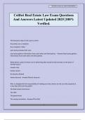 Colibri Real Estate Law Exam Questions And Answers Latest Updated 2025 &vert;100&percnt; Verified&period;