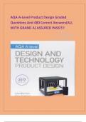 AQA A-Level Product Design Graded  Questions And 480 Correct Answers&lpar;ALL  WITH GRAND A&rpar; ASSURED PASS&excl;&excl;&excl;
